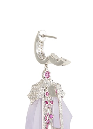 细节 - 点击放大 - SAMUEL KUNG - Diamond sapphire jade 18k white gold earrings