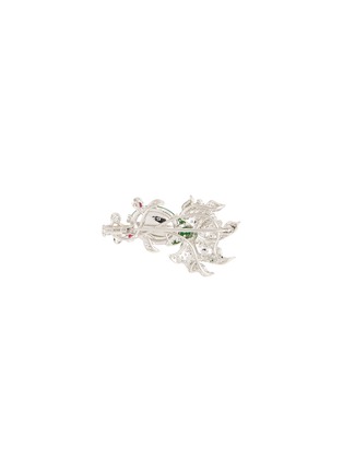 模特儿示范图 - 点击放大 - SAMUEL KUNG - Diamond ruby jade 18k white gold fish brooch