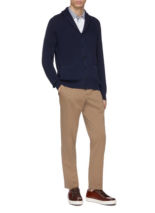 模特儿示范图 - 点击放大 - BRUNELLO CUCINELLI - 拼色纯棉珠地布polo衫