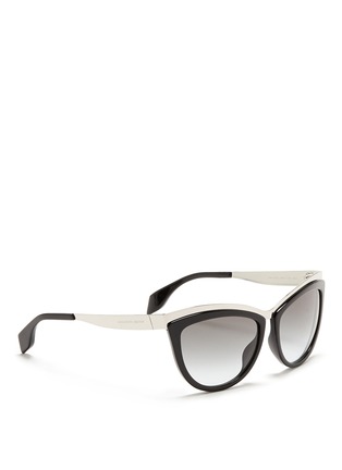 模特示范图 - 点击放大 - ALEXANDER MCQUEEN - Metal brow bar acetate sunglasses