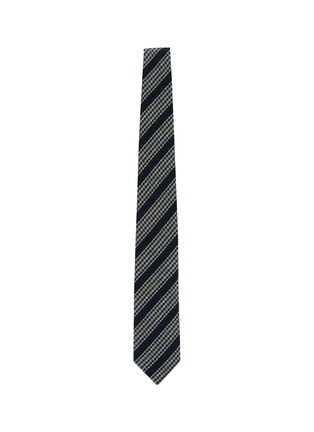 模特儿示范图 - 点击放大 - STEFANOBIGI MILANO - 几何条纹真丝领带