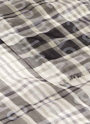 细节 - 点击放大 - ACNE STUDIOS - logo印花拼色格纹纯棉围巾