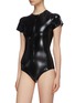 模特儿示范图 - 点击放大 - LISA MARIE FERNANDEZ - Farrah拉链设计光泽感连体泳衣