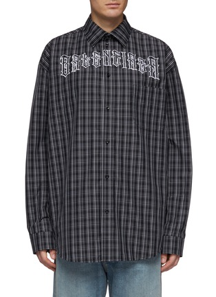 balenciaga | 哥特字体logo格纹衬衫 | 男士 | lane crawford