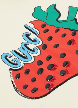  - GUCCI - logo亮片草莓纯棉T恤