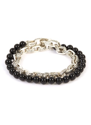 首图 - 点击放大 - JOHN HARDY - 'Classic Chain' onyx bead silver double wrap bracelet