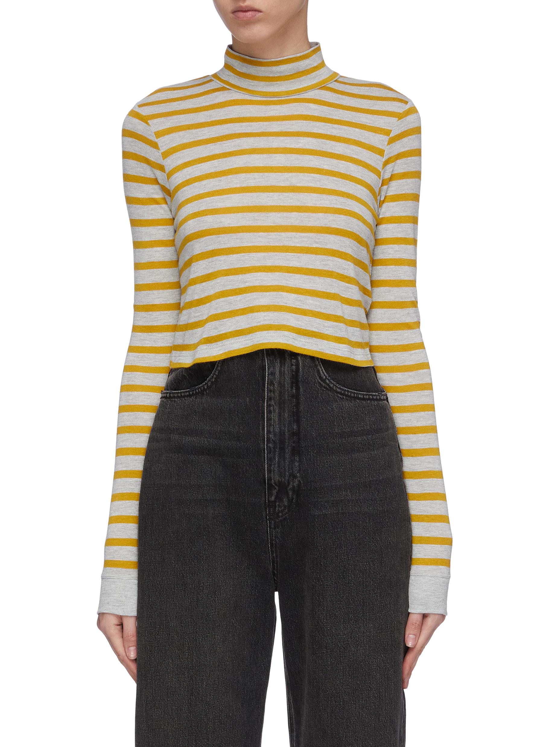 striped mock neck long sleeve