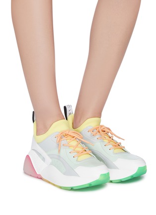 模特儿示范图 - 点击放大 - STELLA MCCARTNEY - Eclypse彩虹效果拼接设计厚底运动鞋