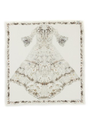 细节 - 点击放大 - ALEXANDER MCQUEEN - Placed Ophelia花卉婚纱图案莫代尔混羊毛围巾