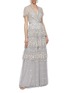 模特儿示范图 - 点击放大 - NEEDLE & THREAD - Angelica花卉刺绣层叠木耳边网纱礼服裙