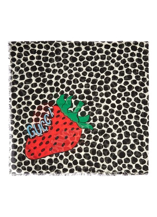 细节 - 点击放大 - GUCCI - 品牌名称草莓波点莫代尔混丝围巾