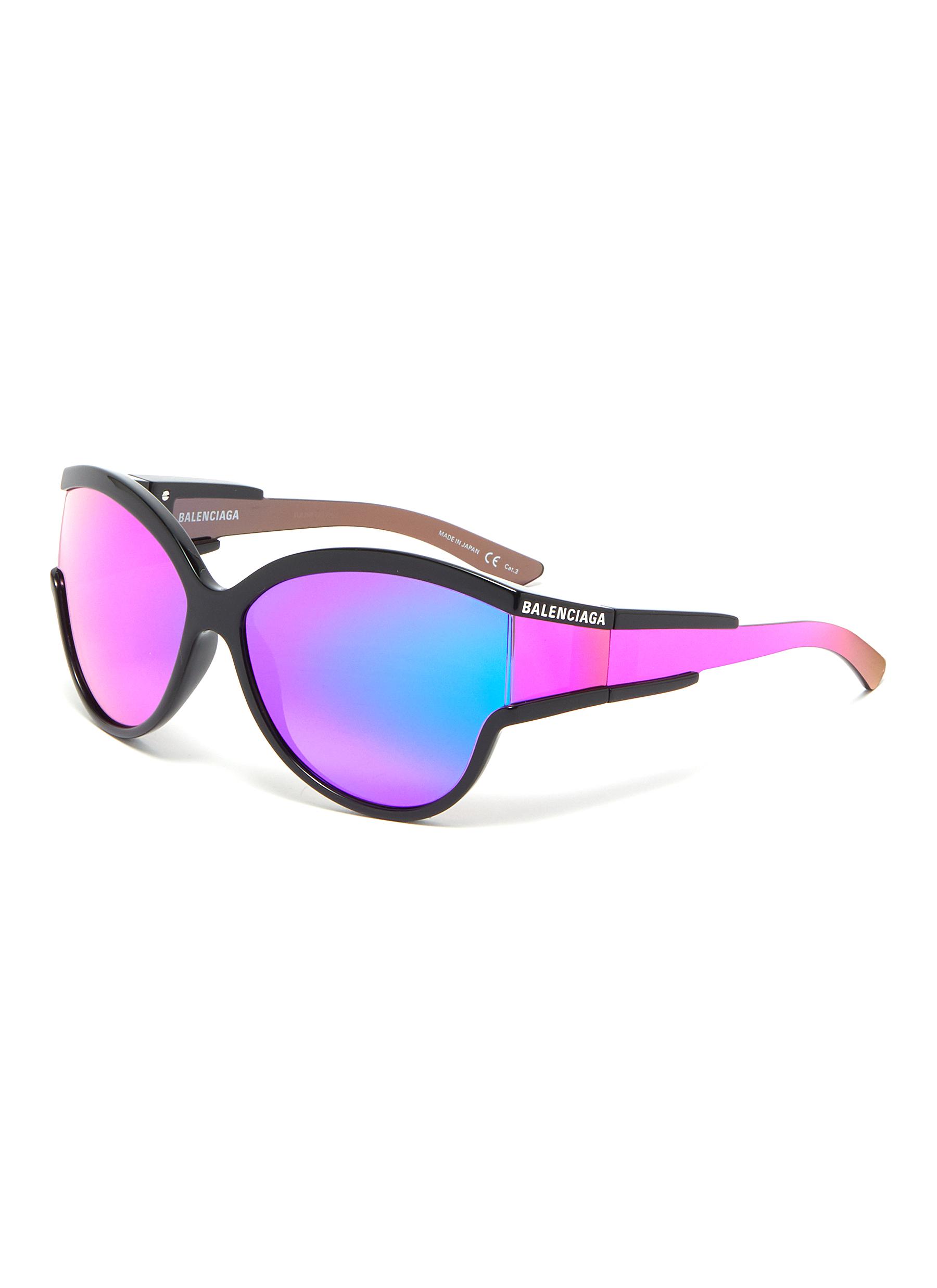 balenciaga black & violet oversized sunglasses