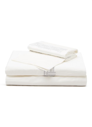 首图 –点击放大 - FRETTE - BASKET WEAVE刺绣特大双人床纯棉四件套－灰色及奶白色