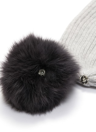 细节 - 点击放大 - KARL DONOGHUE - x Saga Furs®拼色狐毛毛球羊绒针织帽