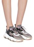 模特儿示范图 - 点击放大 - ASH - Eclipse拼色设计暗格纹厚底运动鞋