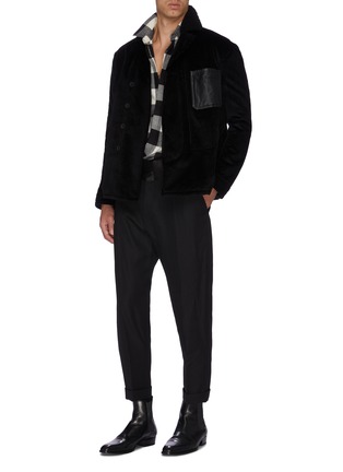 模特儿示范图 - 点击放大 - HAIDER ACKERMANN - 皮毛衣领真皮口袋灯心绒夹克