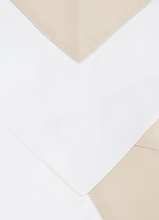 细节 –点击放大 - FRETTE - Essentials Bicolore加大双人床拼色条纹围边纯棉四件套－白色及浅褐色