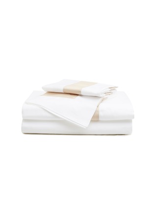 首图 –点击放大 - FRETTE - Essentials Bicolore加大双人床拼色条纹围边纯棉四件套－白色及浅褐色