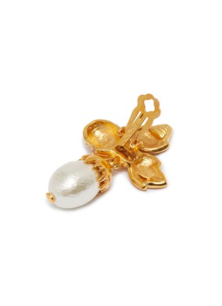 细节 - 点击放大 - OSCAR DE LA RENTA - 人造珍珠及仿水晶点缀橡子叶吊坠夹耳耳环