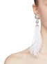 模特儿示范图 - 点击放大 - OSCAR DE LA RENTA - 珠饰羽毛吊坠夹耳耳环
