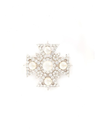 首图 - 点击放大 - CZ BY KENNETH JAY LANE - 淡水珍珠及方晶锆石十字型胸针