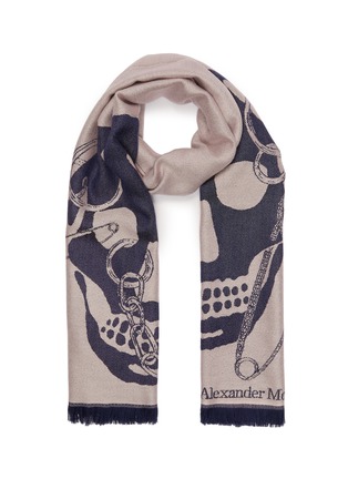 首图 - 点击放大 - ALEXANDER MCQUEEN - Chained Skull珠宝扣饰骷髅头提花羊毛围巾