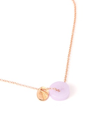 模特儿示范图 - 点击放大 - SAMUEL KUNG - Jade hoop pendant 18k rose gold necklace