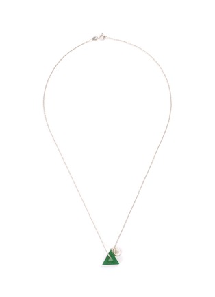首图 - 点击放大 - SAMUEL KUNG - Jade triangle pendant 18k white gold necklace