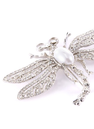 人造珍珠仿水晶点缀蜻蜓造型金属胸针展示图