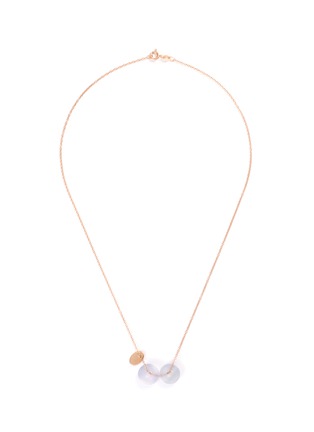 首图 - 点击放大 - SAMUEL KUNG - Double jade hoop pendant 18k rose gold necklace