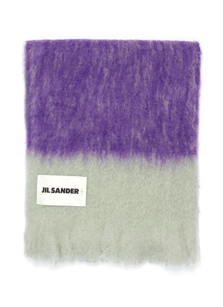 细节 - 点击放大 - JIL SANDER - 拼色设计品牌标志马海毛混羊毛围巾