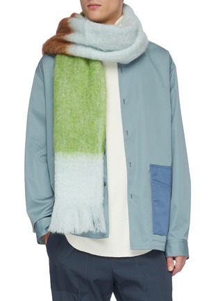 模特儿示范图 - 点击放大 - JIL SANDER - 拼色设计品牌标志马海毛混羊毛围巾