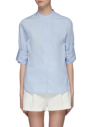 首图 - 点击放大 首图 - 点击放大 - 3.1 Phillip Lim - 珍珠钮扣双层袖口立领府绸衬衫