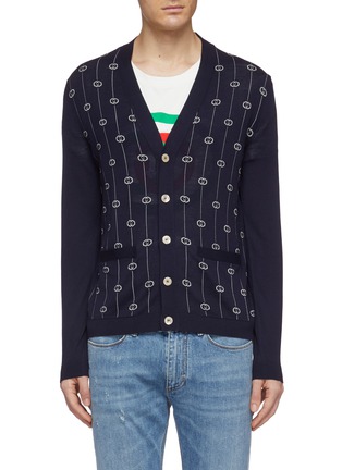 首图 - 点击放大 - GUCCI - 双G标志条纹混羊毛针织开衫