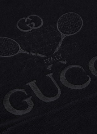  - GUCCI - 品牌标志及网球拍刺绣连帽卫衣