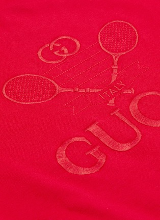  - GUCCI - 品牌标志及网球拍刺绣T恤