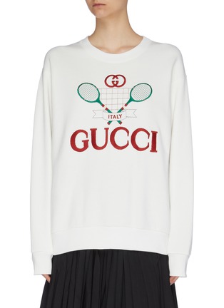 首图 - 点击放大 - GUCCI - 品牌标志及网球拍刺绣纯棉卫衣