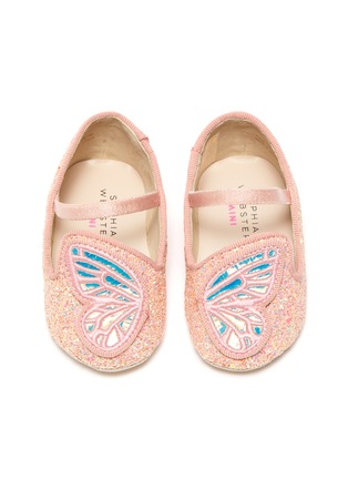 模特儿示范图 - 点击放大 - SOPHIA WEBSTER - 婴儿款蝴蝶翅膀刺绣闪粉平底鞋