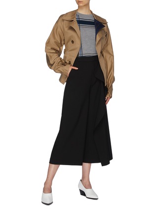 模特儿示范图 - 点击放大 - PORTSPURE - 条纹布饰腰带风衣式夹克