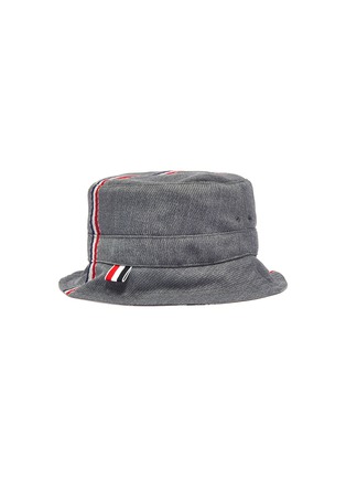 模特儿示范图 - 点击放大 - THOM BROWNE - Fun Mix三色条纹斜纹布渔夫帽
