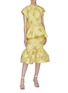 模特儿示范图 - 点击放大 - MING MA - 腰带褶裥盖袖立领花卉上衣