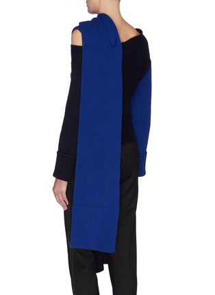 背面 - 点击放大 - MONSE - 回形针围巾式拼接设计美丽诺羊毛针织衫