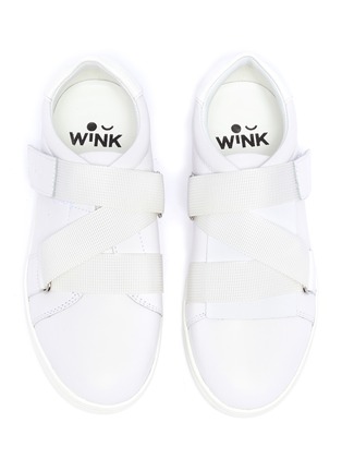 模特儿示范图 - 点击放大 - WINK - Milkshake儿童款交叉搭带真皮运动鞋