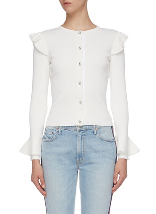首图 - 点击放大 - ALICE + OLIVIA - 'Ruthy' ruffle shoulder flared cuff cardigan