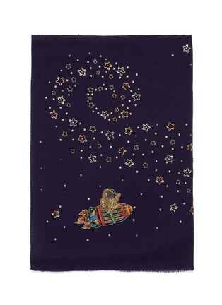 细节 - 点击放大 - JANAVI - Shuttle星星火箭刺绣羊绒混美丽诺羊毛围巾