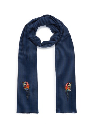 首图 - 点击放大 - JANAVI - 鹦鹉刺绣条纹美丽诺羊毛围巾
