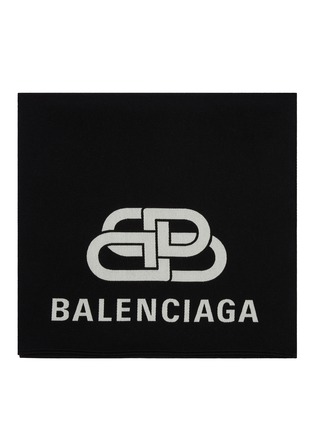 细节 - 点击放大 - BALENCIAGA - BB BLANKET 拼色logo印花羊毛围巾