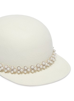 细节 - 点击放大 - GLADYS TAMEZ - Ines人造珍珠及仿水晶帽带毛毡短檐帽