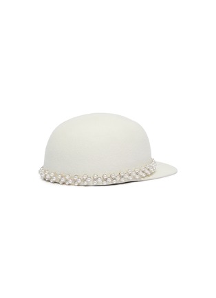 模特儿示范图 - 点击放大 - GLADYS TAMEZ - Ines人造珍珠及仿水晶帽带毛毡短檐帽