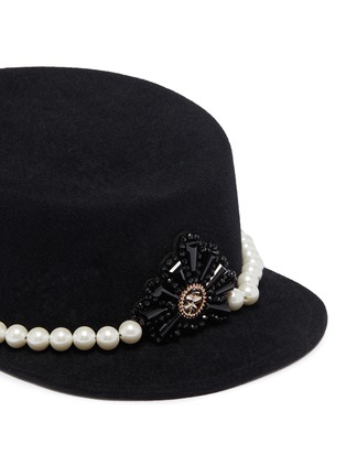 细节 - 点击放大 - GLADYS TAMEZ - Bailey人造珍珠及仿水晶帽带毛毡短檐帽